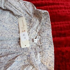 Kids Floral Skirt - Cream and Blue